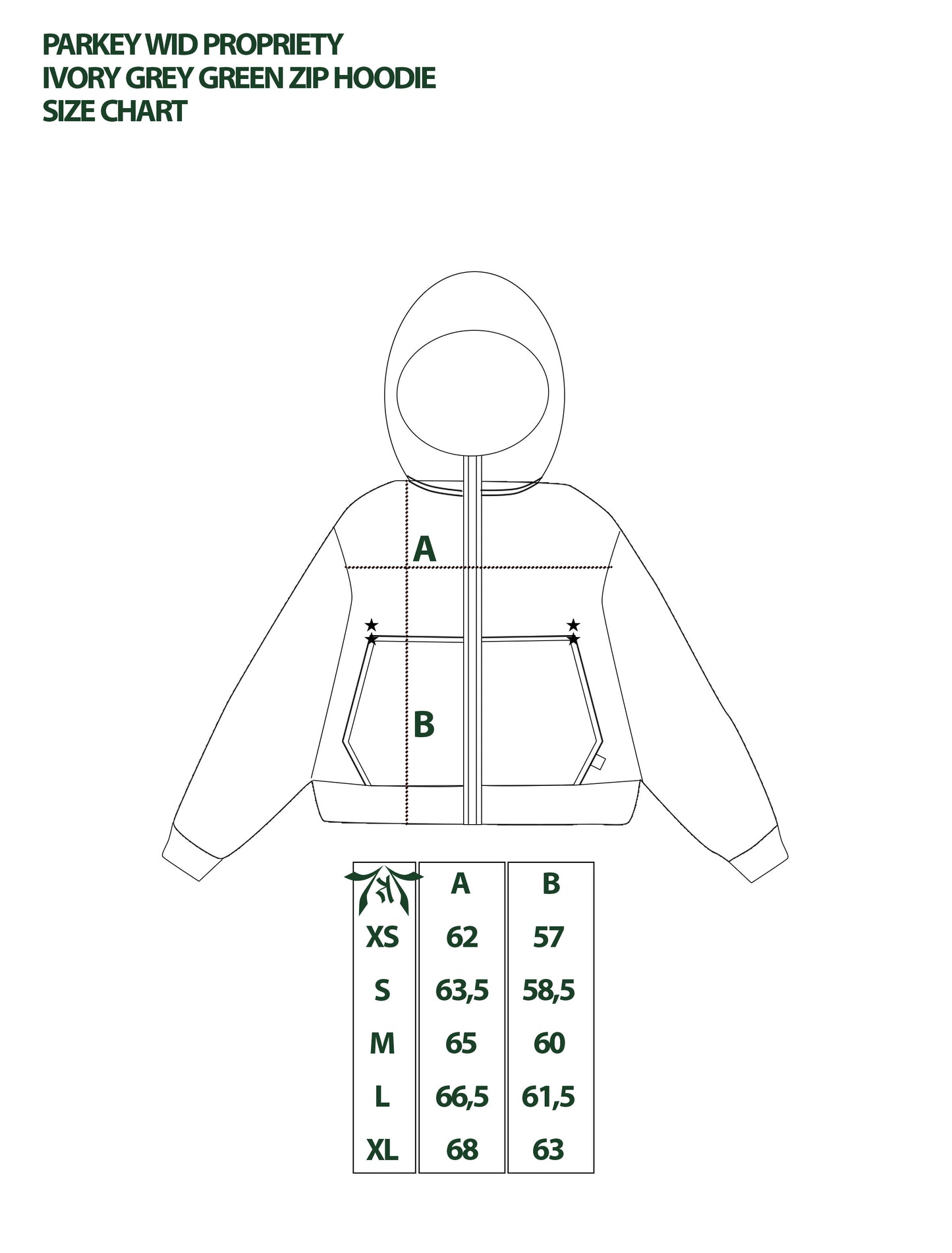 IVORY GREY-GREEN ZIP HOODIE