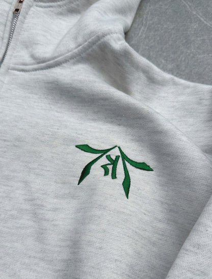 IVORY GREY-GREEN ZIP HOODIE