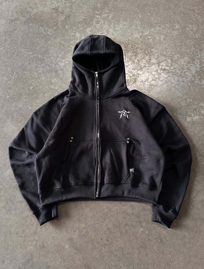 OBSIDIAN BLACK ZIP-HOODIE