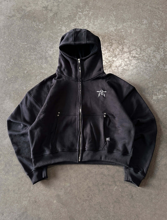 OBSIDIAN BLACK ZIP-HOODIE