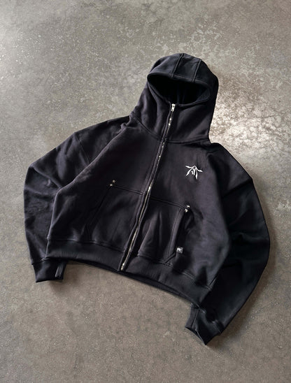 OBSIDIAN BLACK ZIP-HOODIE
