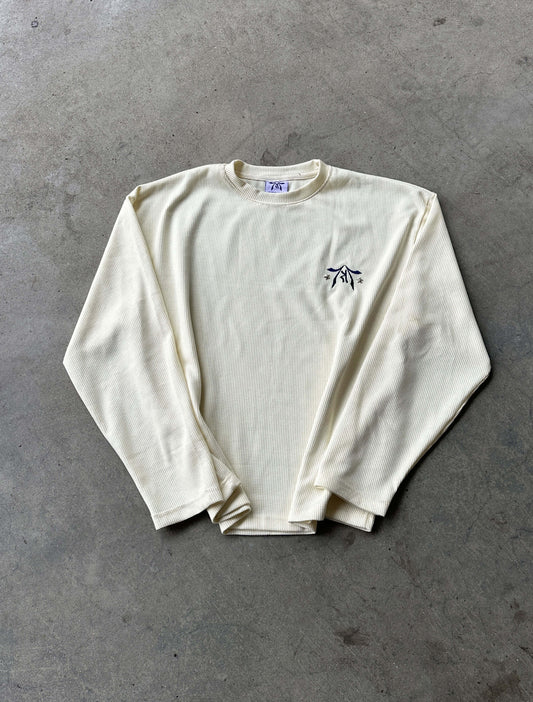 IVORY NAVY WAFFLE LONG SLEEVE