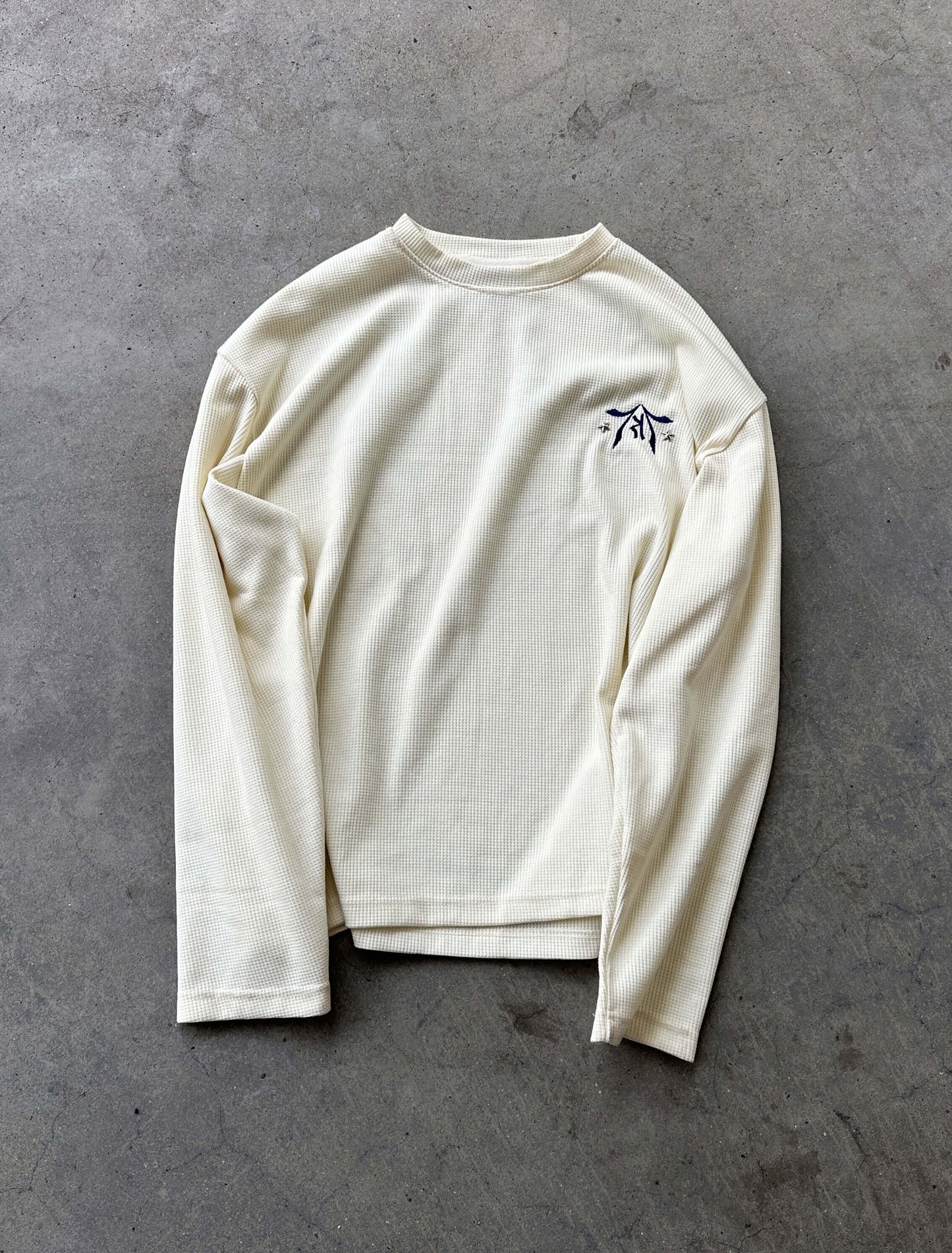IVORY NAVY WAFFLE LONG SLEEVE