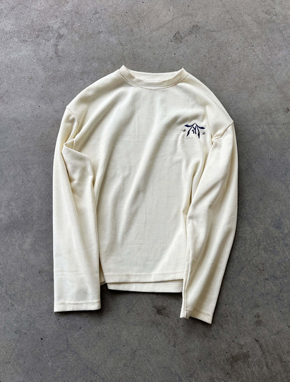 IVORY NAVY WAFFLE LONG SLEEVE