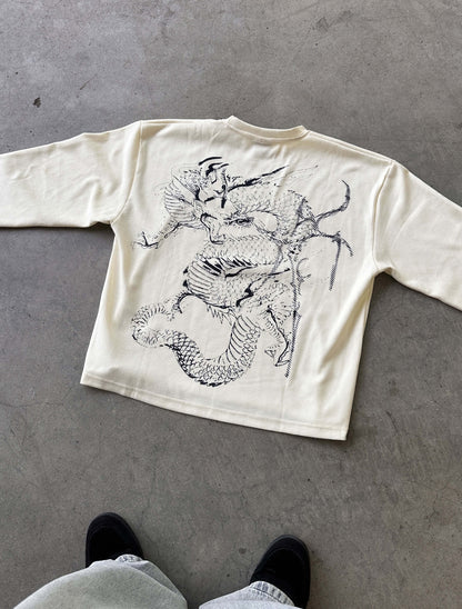 IVORY NAVY WAFFLE LONG SLEEVE